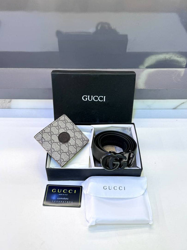 Gucci_ Black& Brown Belt & Wallet Combo Fa 1097