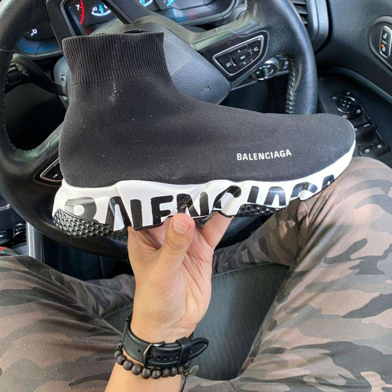 Balenciaga_aa Speed trainer graffiti black white 476 sale