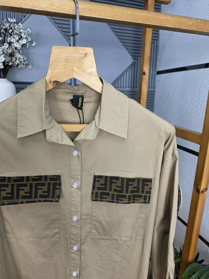 Fen Pocket Logo Shirt Coffee S120-CF