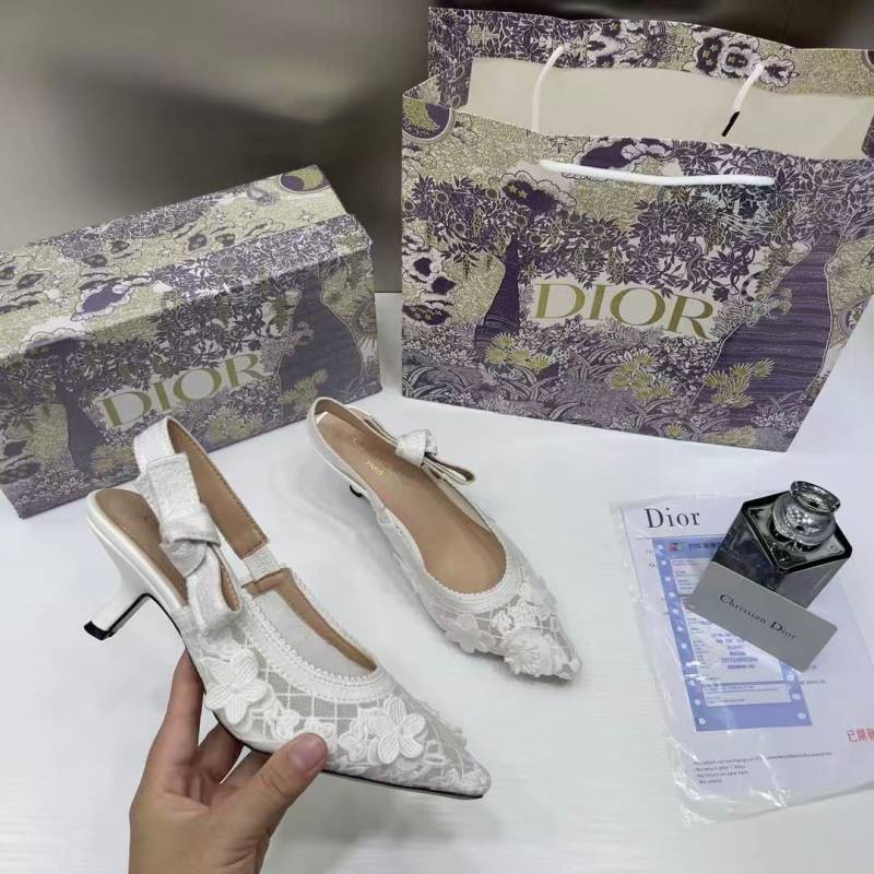 Diior Jadiior Slingback Heels Pumps White For Her With Original Box And Carry Bag 1688 2 White
