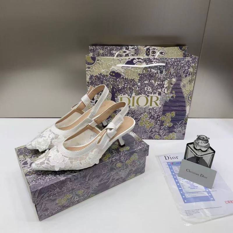 Diior Jadiior Slingback Heels Pumps White For Her With Original Box And Carry Bag 1688 2 White