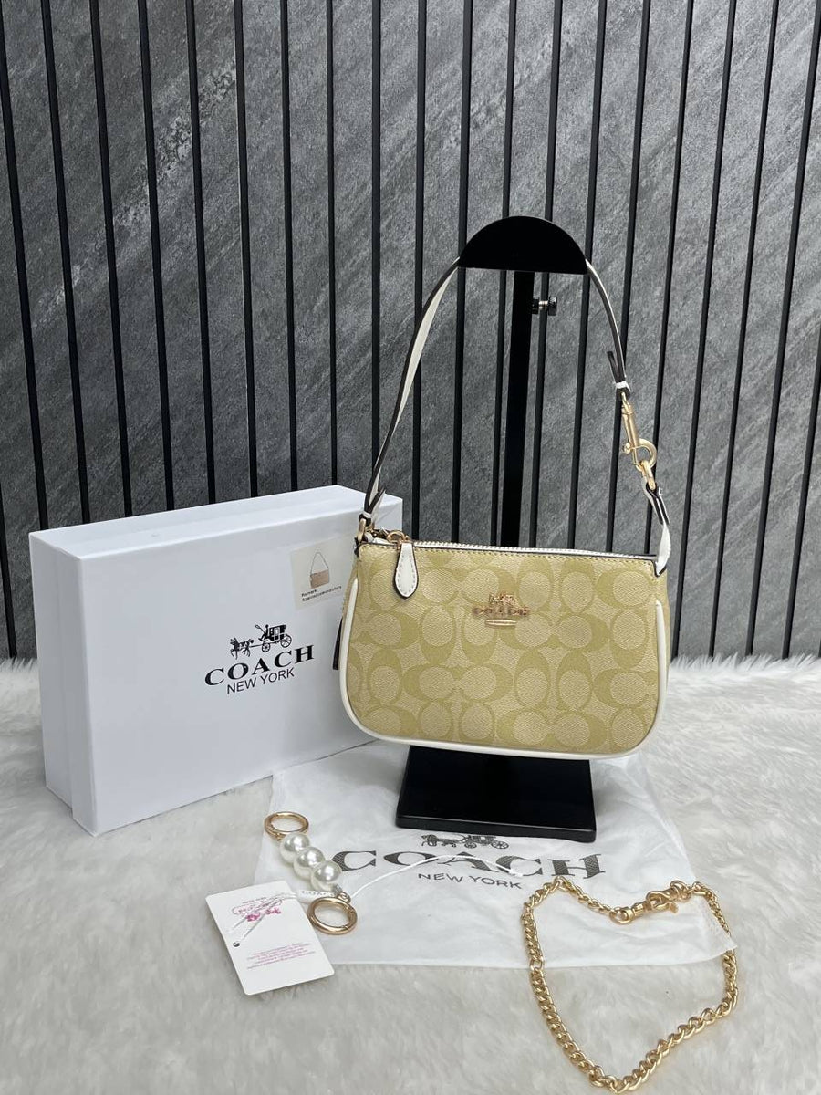 Coach Nolita AP-White With Original Box DustCover & Pearl charm