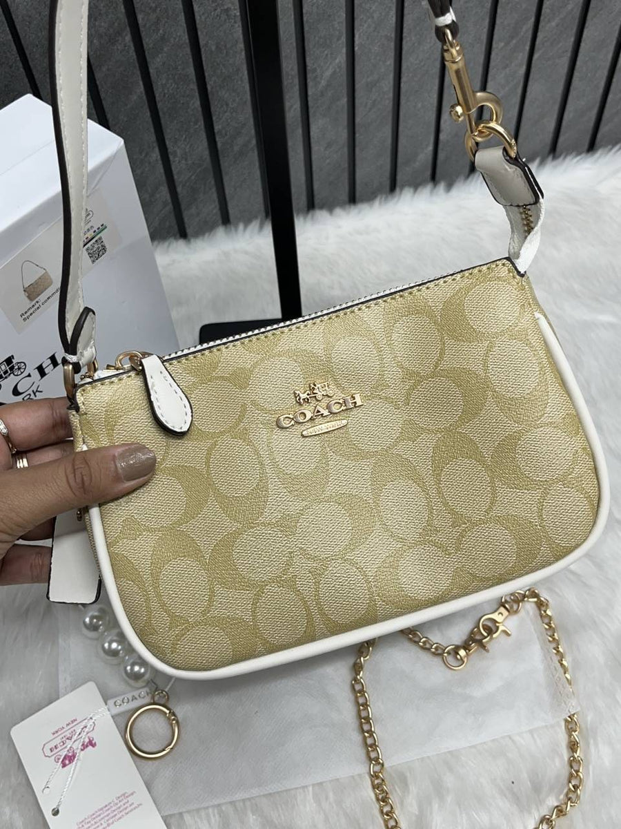 Coach Nolita AP-White With Original Box DustCover & Pearl charm