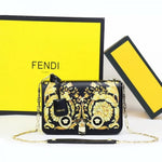Versace Jeans Couture Crystal Medusa Shoulder Bag With OG Box & Dust Bag (Green Flower - 978)