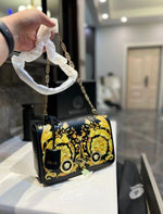 Versace Jeans Couture Crystal Medusa Shoulder Bag With OG Box & Dust Bag (Green Flower - 978)