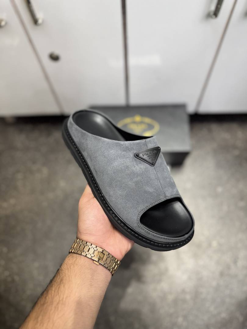 Prada SUEDE PREMIUM SLIDE GREY 012