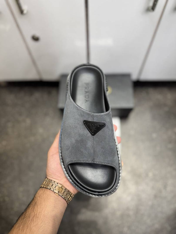 Prada SUEDE PREMIUM SLIDE GREY 012