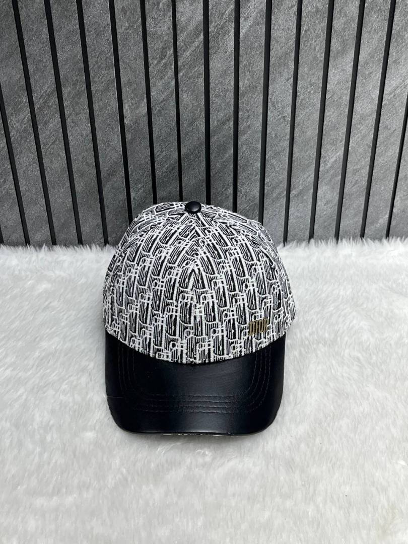 Dior_All_Black_Monogram_Premium_Small_Side_Logo_Leather_Unisex_Cap_With_Safety_Box
