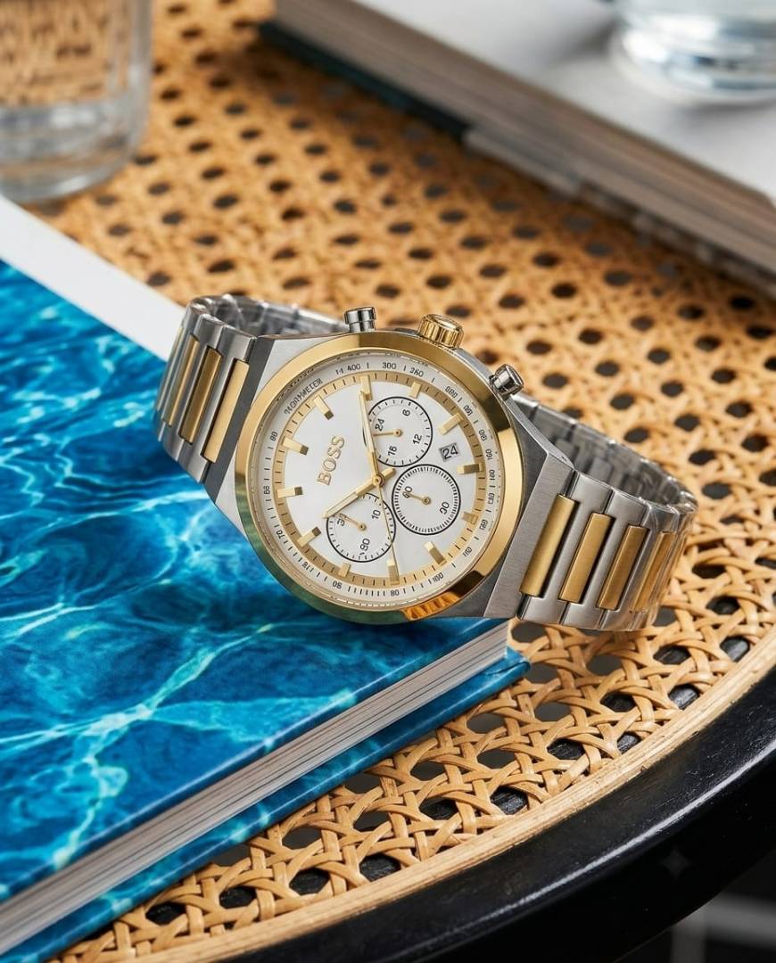 Boss Candor Chronograph 2Ton-Gold-White