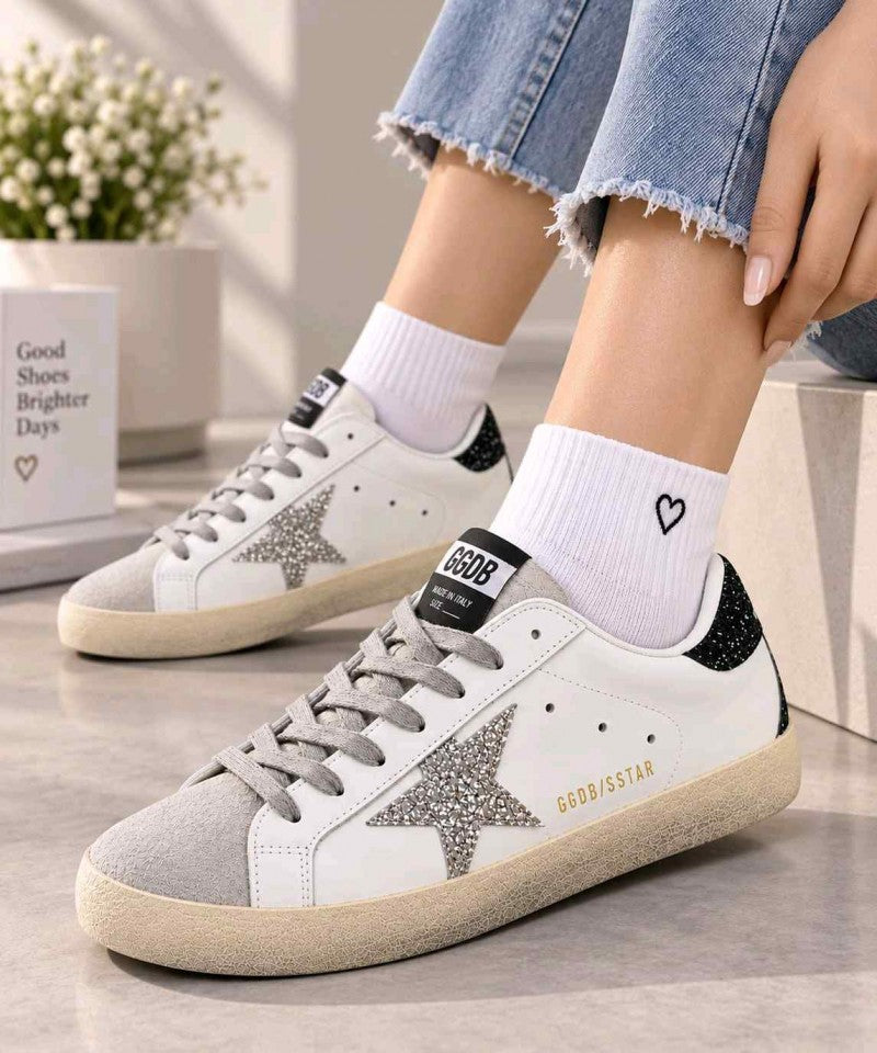 Golden Goose Super Star sneakers Silver Glitter Star and Black Glitter 6210