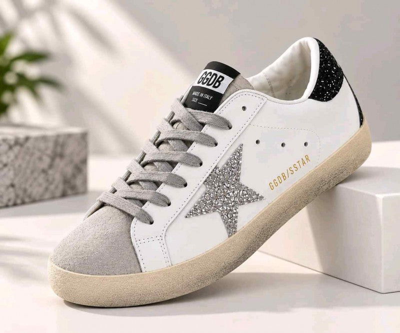 Golden Goose Super Star sneakers Silver Glitter Star and Black Glitter 6210
