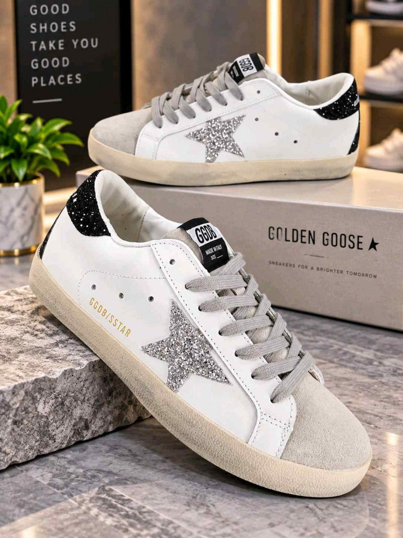 Golden Goose Super Star sneakers Silver Glitter Star and Black Glitter 6210