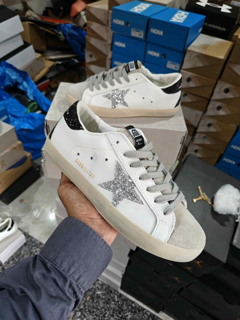 Golden Goose Super Star sneakers Silver Glitter Star and Black Glitter 6210
