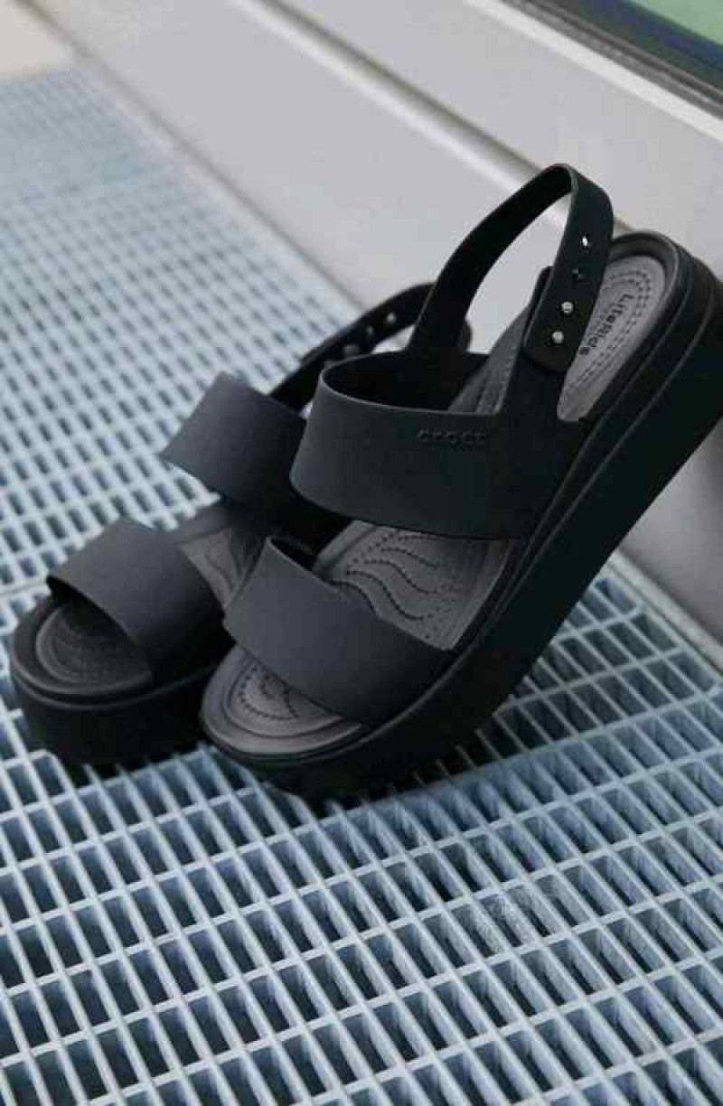 Crocs Black Brooklyn Low Wedge Sandals