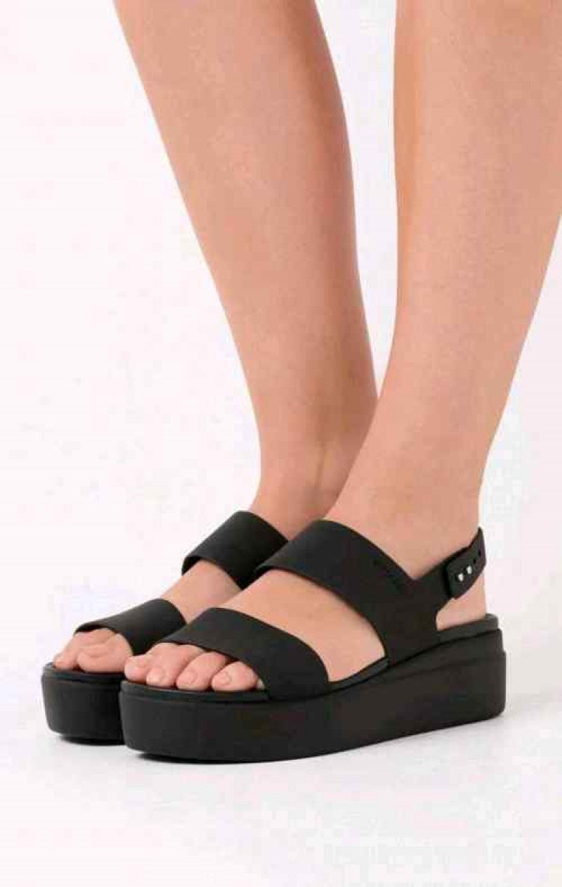 Crocs Black Brooklyn Low Wedge Sandals