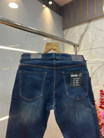 Boss Blue Shade Straight Fit Premium Imported Stretchable Lycra Fabric Denim with Embroidered Logo 4111