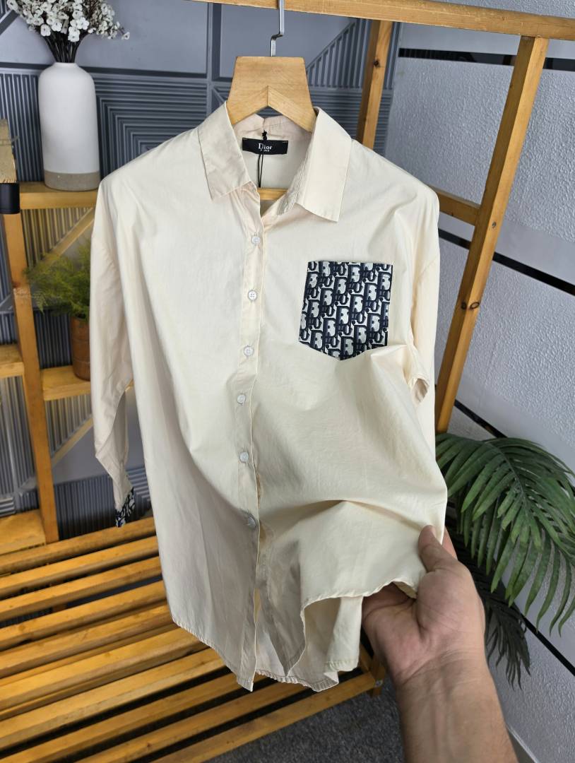 Dio Back Print Shirt Cream S110-CR