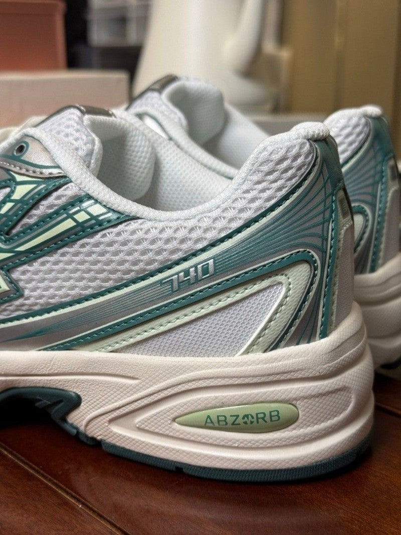 New Balencee 740 Trainers White Marsh Green Casual Shoes