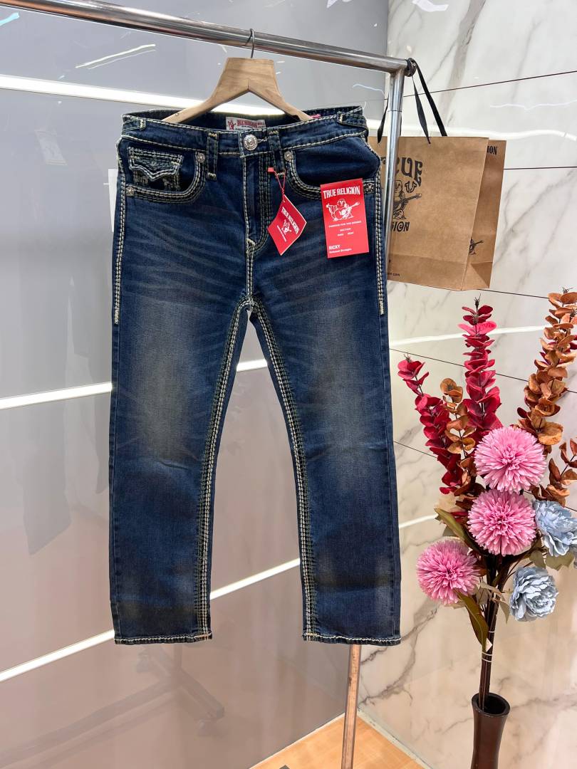 True Religio n Dark Shade Premium Imported Stretchable Lycra Fabric Straight fit Denim with Back Flap pocket Design 3434