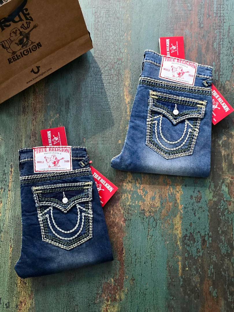 True Religio n Dark Shade Premium Imported Stretchable Lycra Fabric Straight fit Denim with Back Flap pocket Design 3434