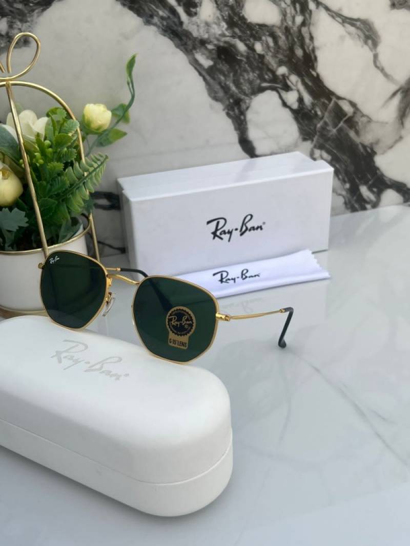 Rey ban 3548 hexagonal gold green