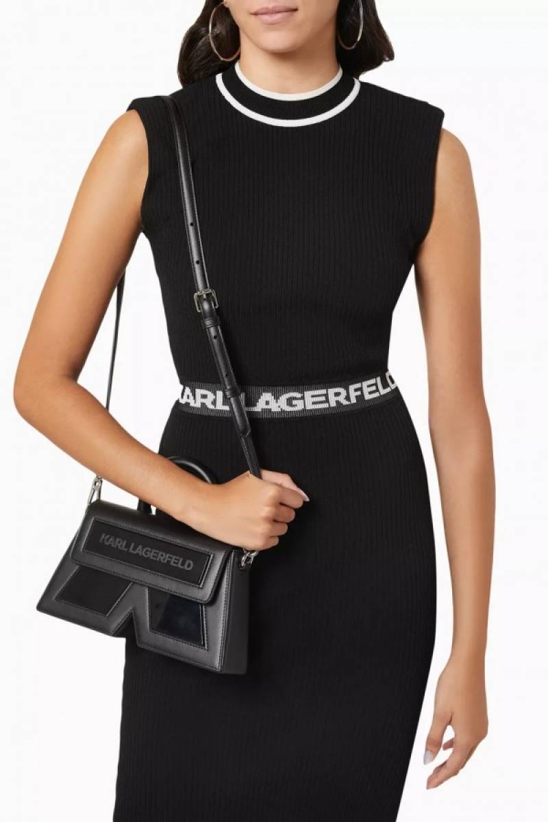 Karl Lagerfeld K IKON Crossbody Shoulder Bag With OG Box & Dust Bag (Black - 921)