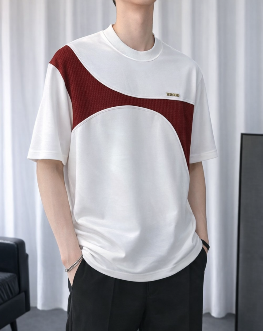 KOREAN IMPORTED HIGH DEMAND ARTICLE T-SHIRT WHITE AND RED