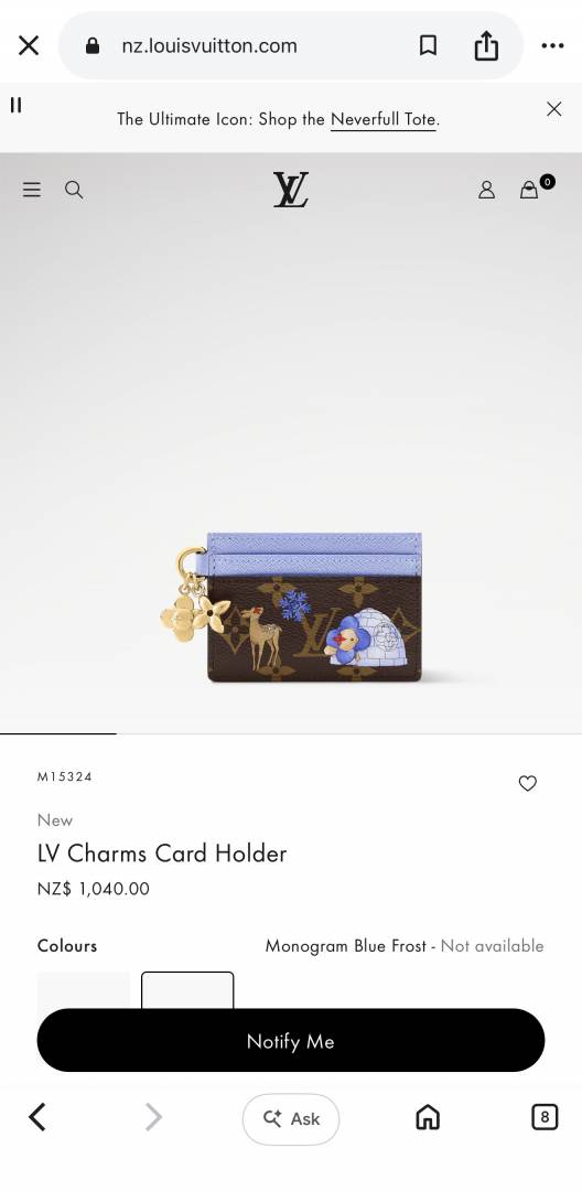 Louis Vuitton L-13 LV Charm Card Holder With Original Box & DustCover