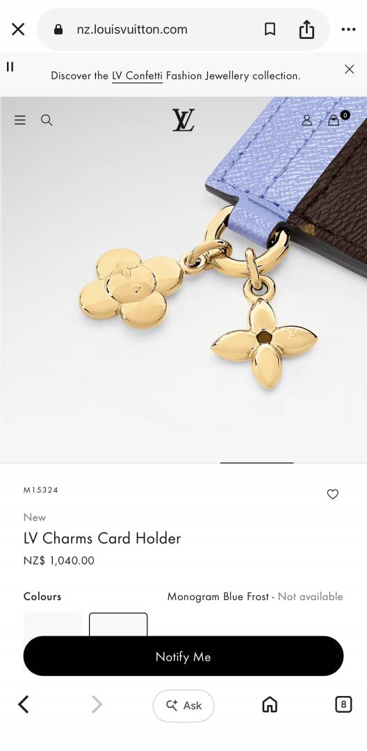 Louis Vuitton L-13 LV Charm Card Holder With Original Box & DustCover