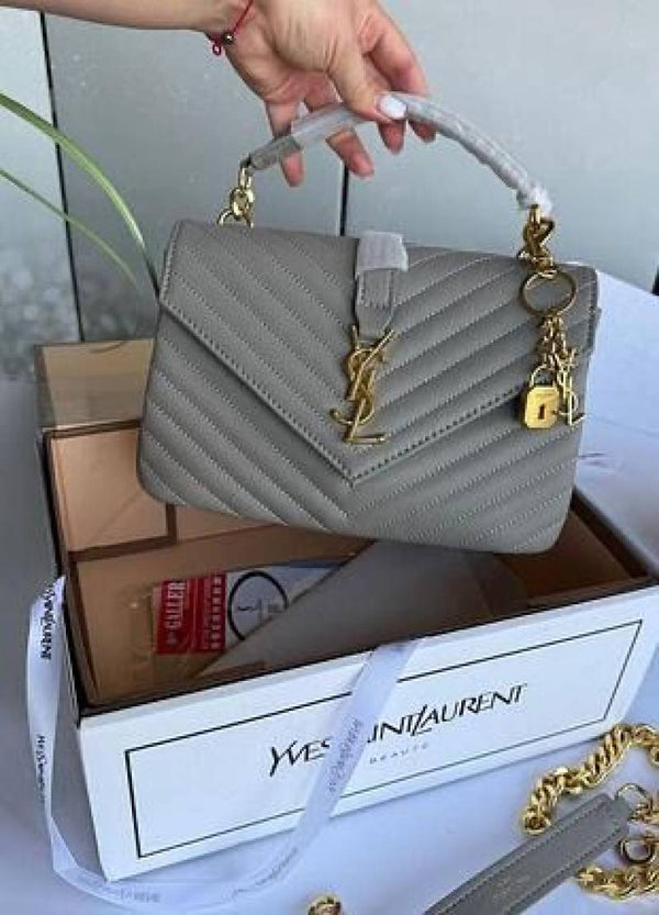 Ysl Collage Black-Silver Medium Shoulder Bag With Original Box & Dust Cover