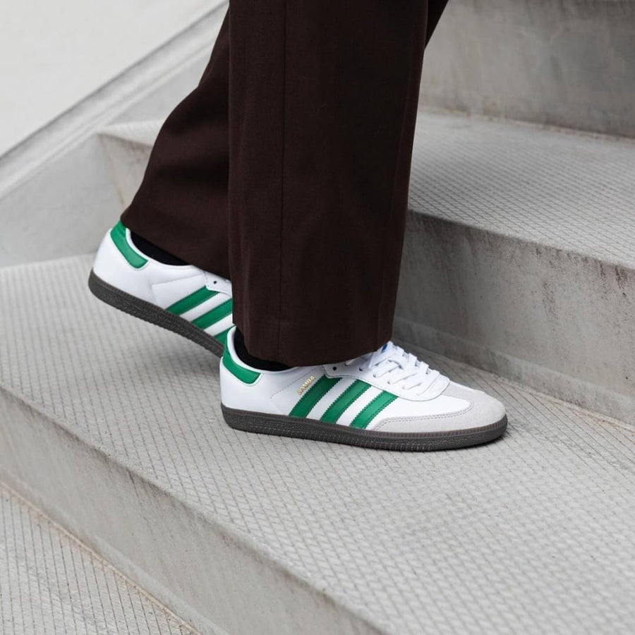 Samba White Green Women Leather Quality FIX