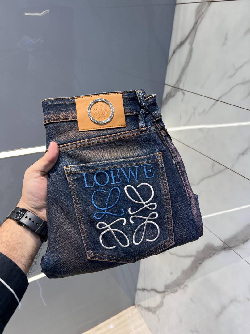 Loewe Blue Shade Premium Imported Stretchable Lycra Fabric Boot Cut Denim with Embroidered Design 2950