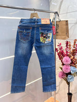 True Religio n Blue Shade Premium Imported Stretchable Lycra Fabric Straight fit Denim with Back Flap pocket Design 3403