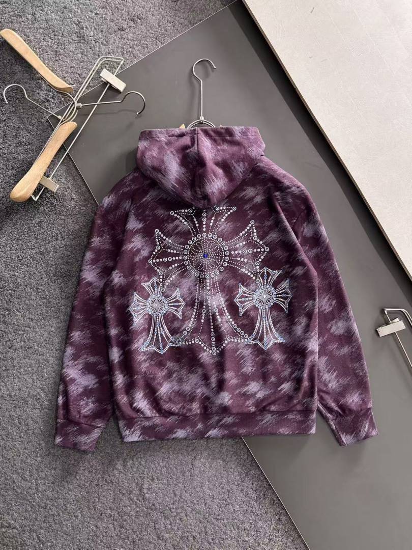 CHROME HEARTS IMPORTED HOODIE STORE ARTICLE PURPLE AND GREY