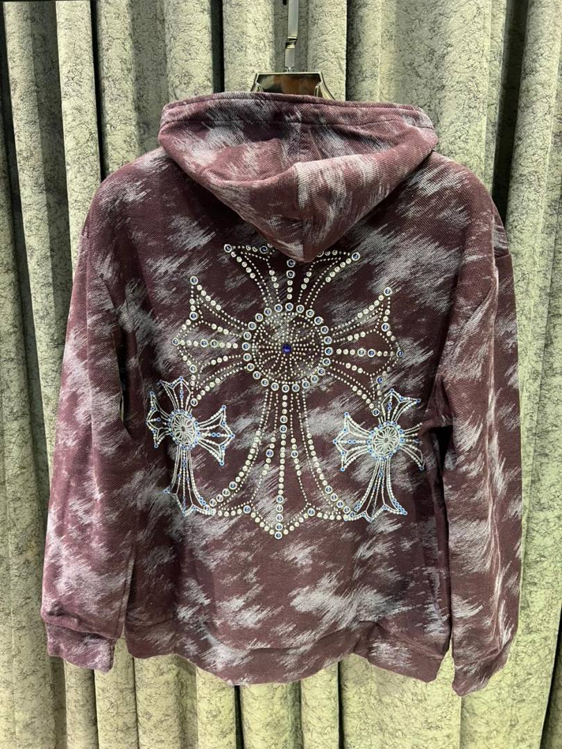 CHROME HEARTS IMPORTED HOODIE STORE ARTICLE PURPLE AND GREY