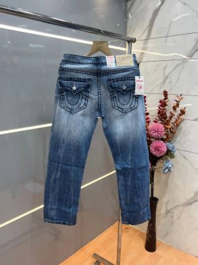 True Religion Straight fit Premium Imported Stretchable Lycra Fabric Denim with Back Pocket Embroidered Design 3948