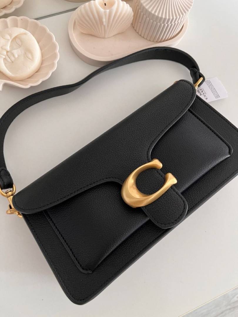 Coach Tabby 26 Exclusive Quality Shoulder Bag With OG Box & Dust Bag & 2 Belts (Black - 1203)