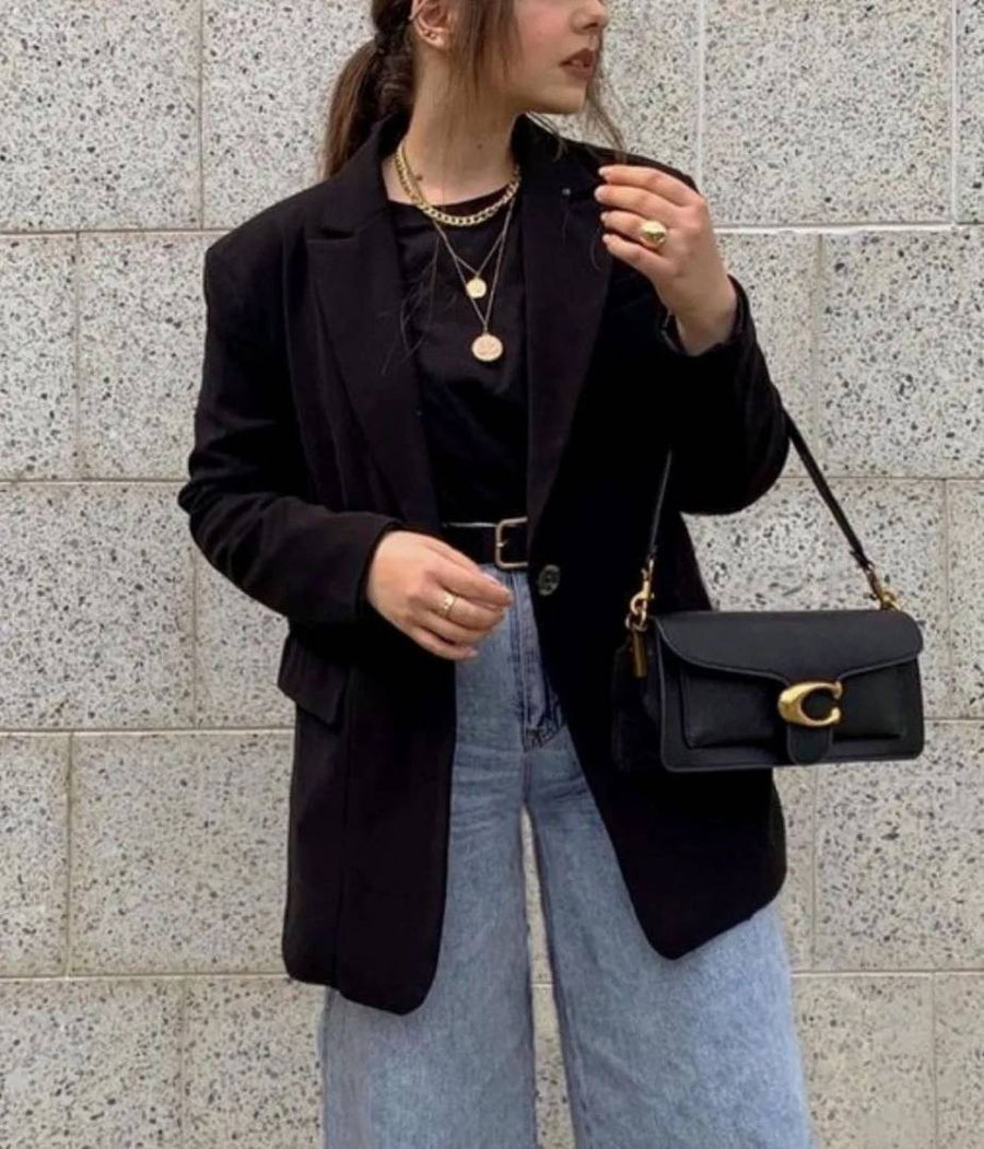 Coach Tabby 26 Exclusive Quality Shoulder Bag With OG Box & Dust Bag & 2 Belts (Black - 1203)