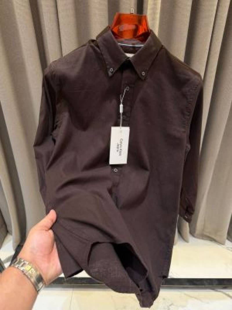 Calvin Kline Chest Logo Full Sleeves Shirt Dark Brown