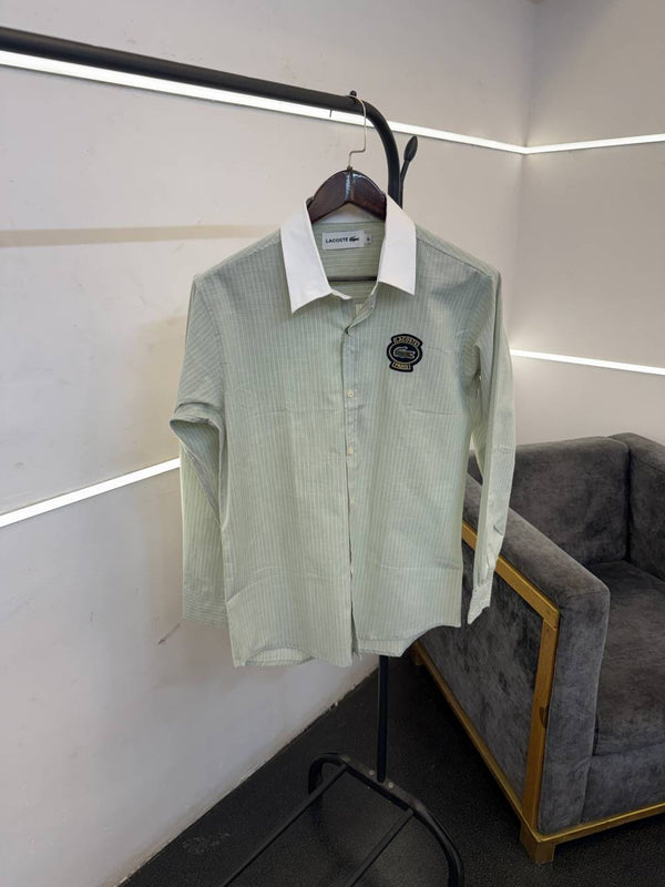 Lacoste imported oxford linen shirt mint green
