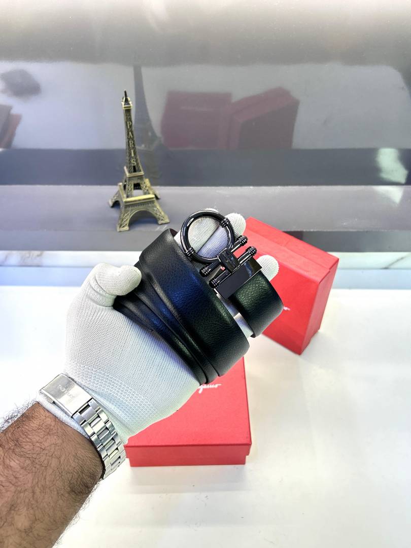 Ferragamo Glossy Black Belt Fa 157