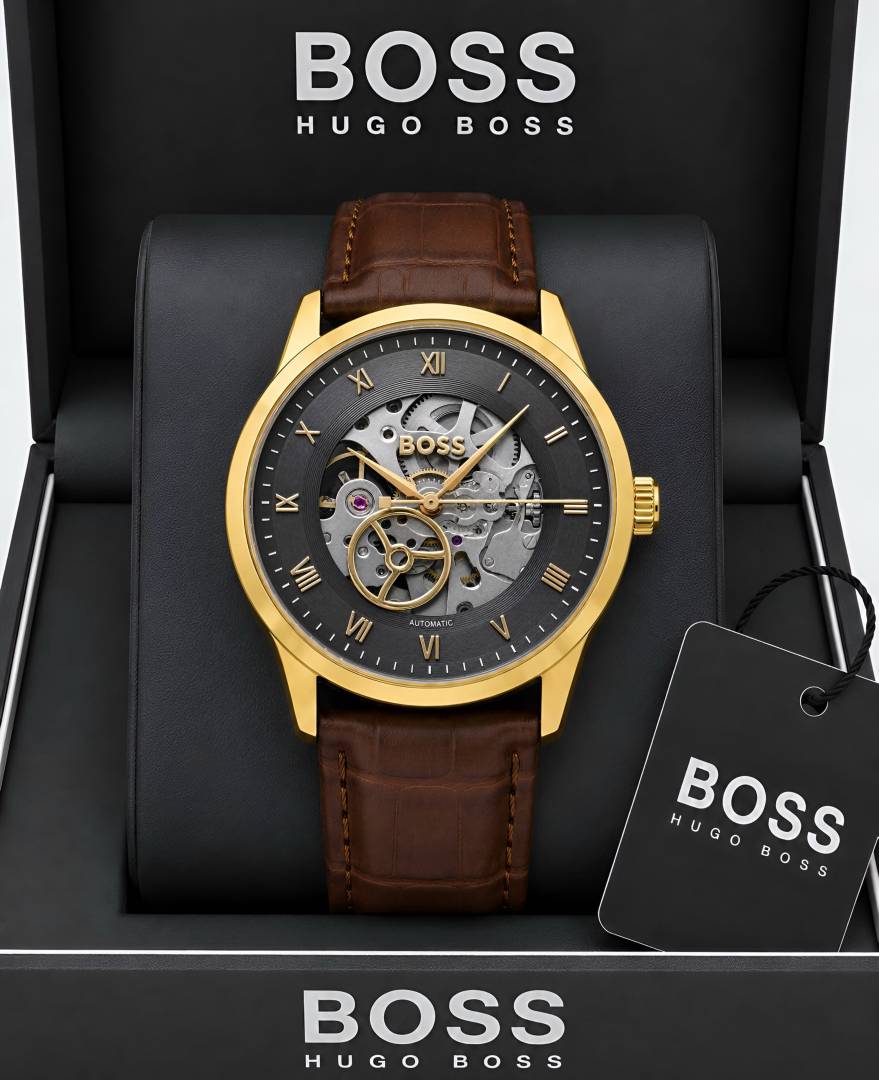 BOSS Principle Skeleton Mens Automatic Brown gold
