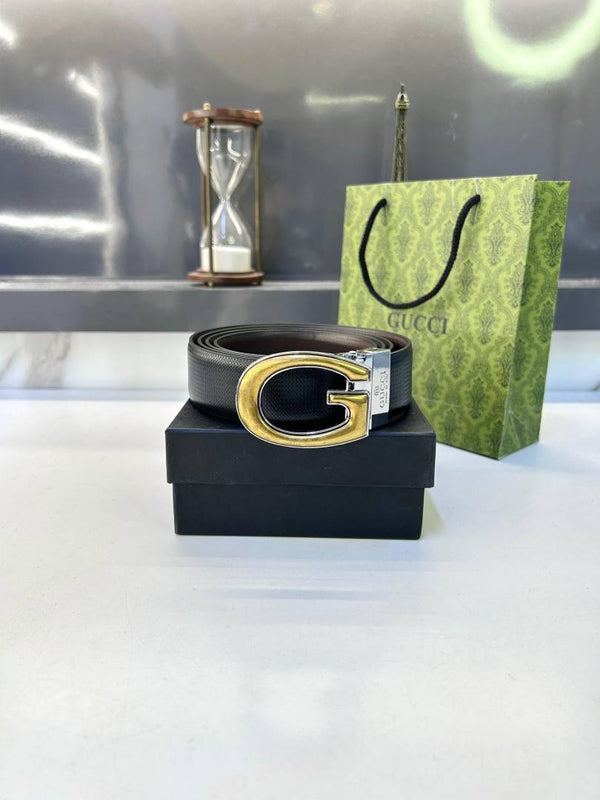 Gucci Golden Silver Reversible Belt Fa 425
