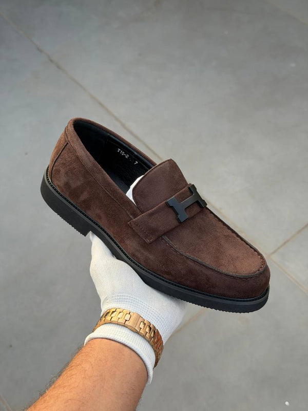 Hermes Premium Suede Loafer Brown