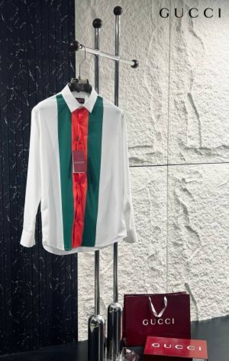 Guchi imported full sleeves shirt white & red