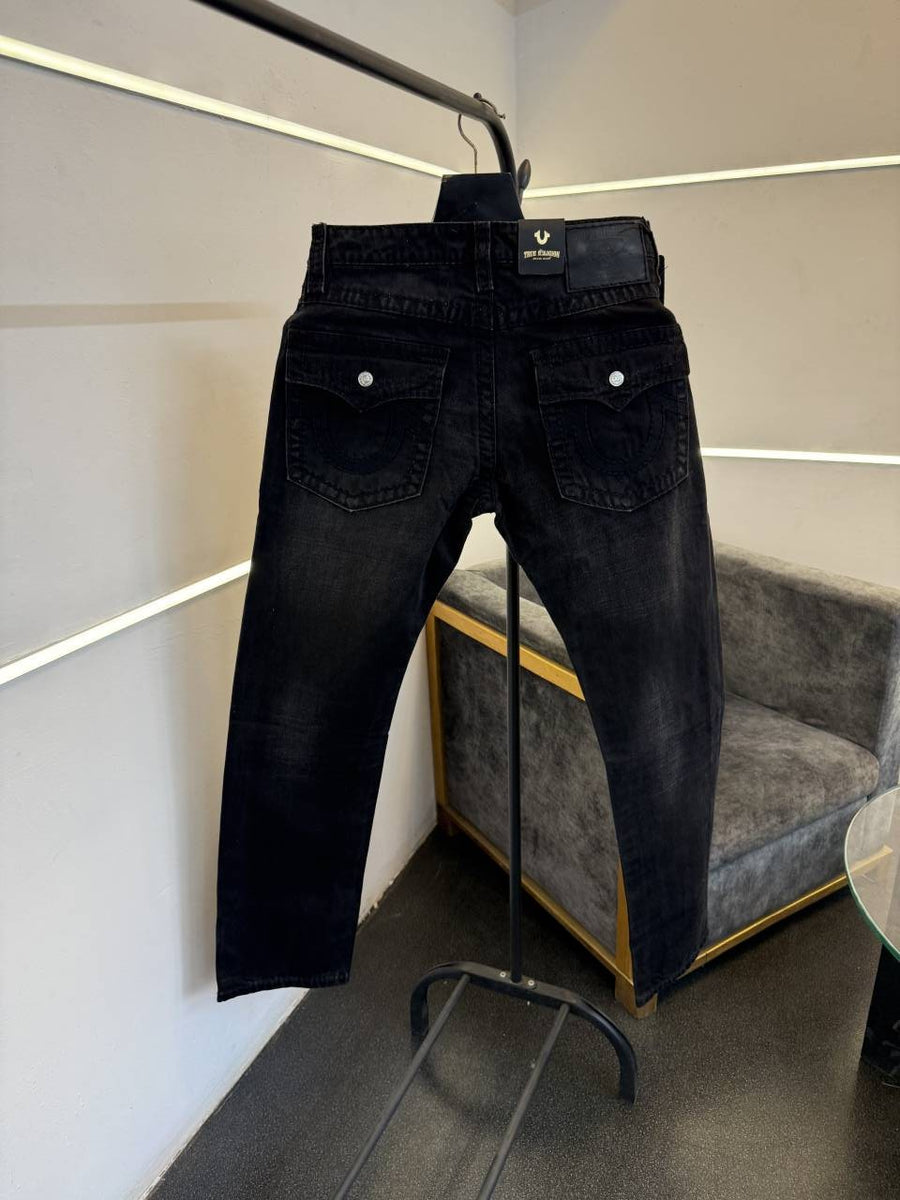 True religion imported straight fit hyperflex denim carbon black