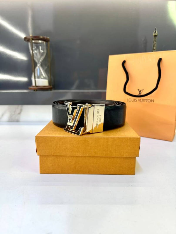 Lv_Vuittion Black Golden Reversible Belt Fa 783