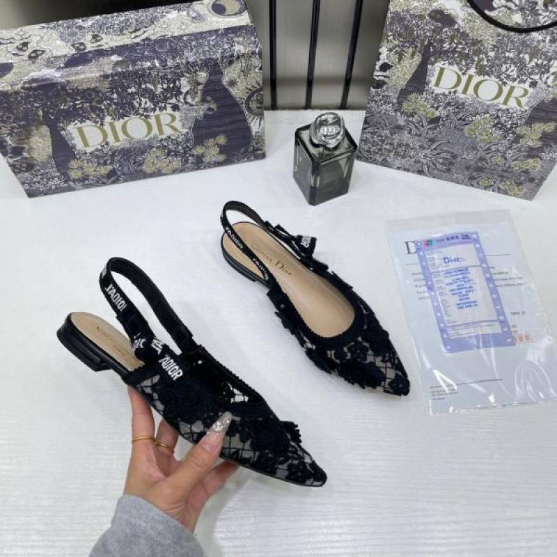Dior_JAdiyor_Slingback_Transparent_Mesh_Black_Diyor_Embroidery_Flat_With_OG_Box_Dust_Bag_&_Carry_Bag