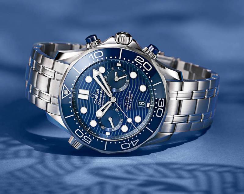 Omega Seamaster Diver 300M Co-Axial Master Chronometer Chronograph silver blue