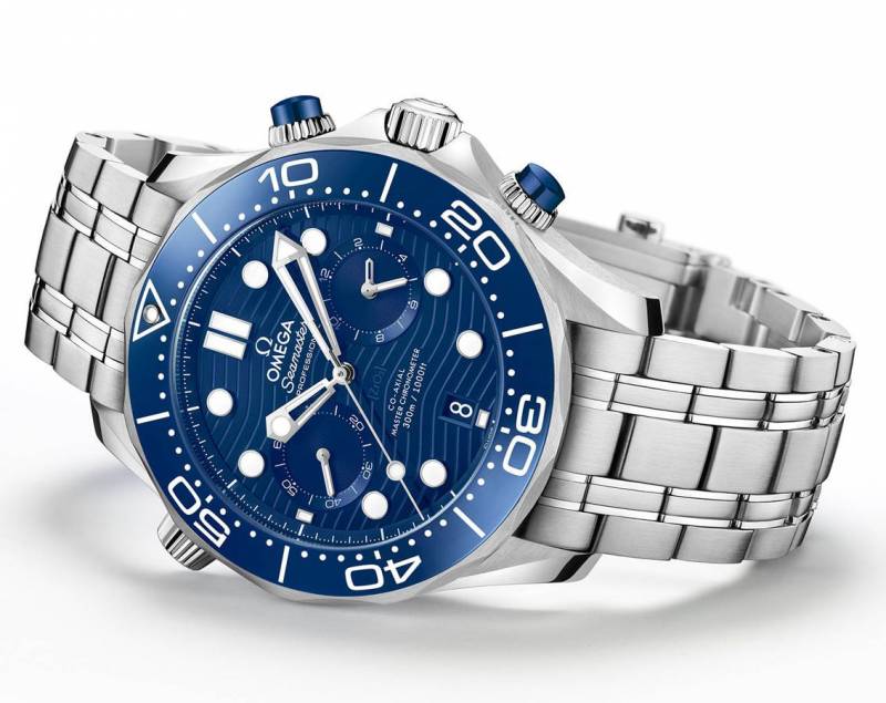 Omega Seamaster Diver 300M Co-Axial Master Chronometer Chronograph silver blue